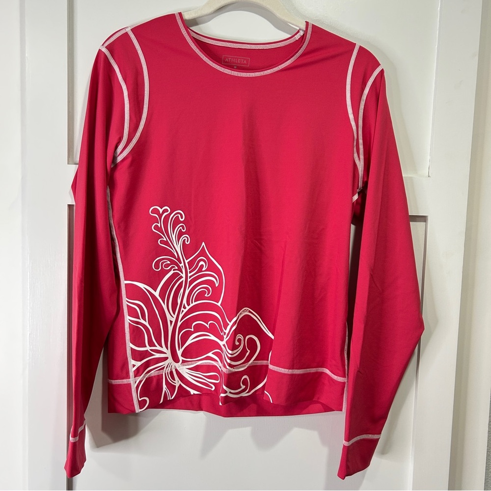 Athleta Swim Rash Guard women’s Size Medium Hawaiian Floral